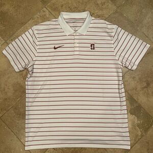 Nike Dry Fit Short Sleeve Polo Shirt White Mens Large Stanford Cardinal C1